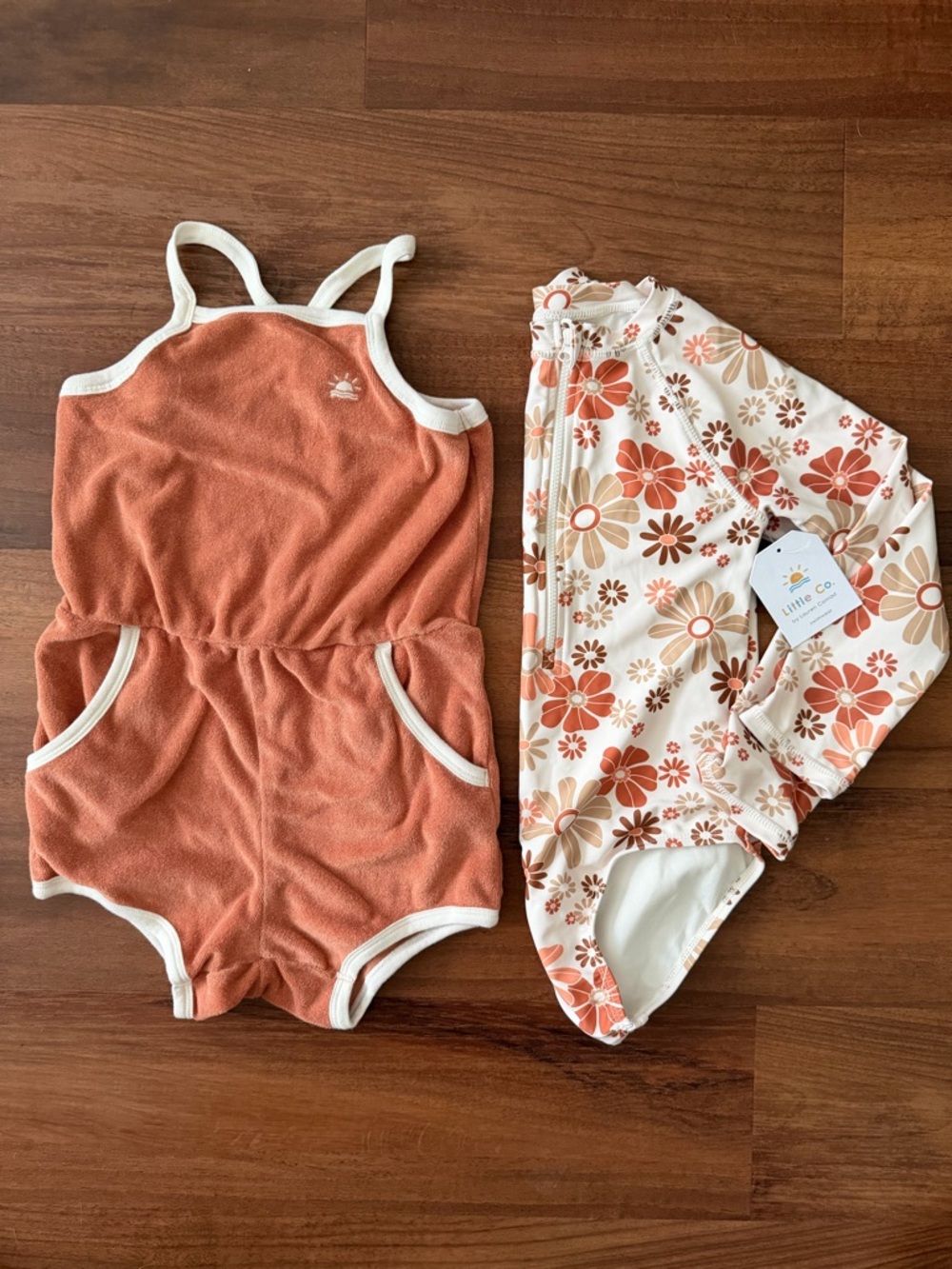Little Co. Kids' Floral Swimsuit and Romper Set, 5T